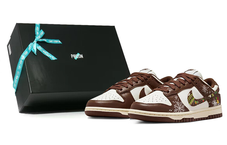 

Кроссовки Nike Dunk Skateboard Shoes Women's Low-Top Brown White, коричневый