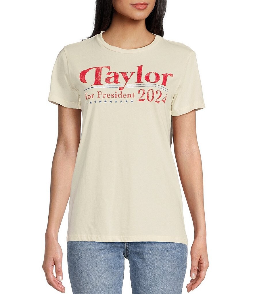 

Оригинальная футболка Taylor For President с короткими рукавами и рисунком Originality, слоновая кость