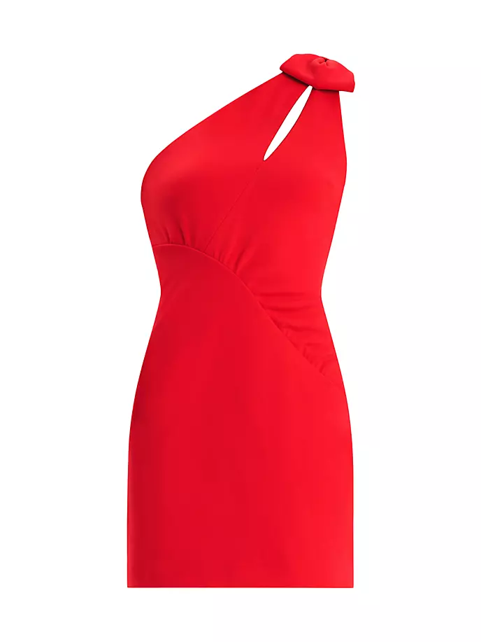 Мини-платье на одно плечо с бантом Zac Posen, цвет rouge цена и фото