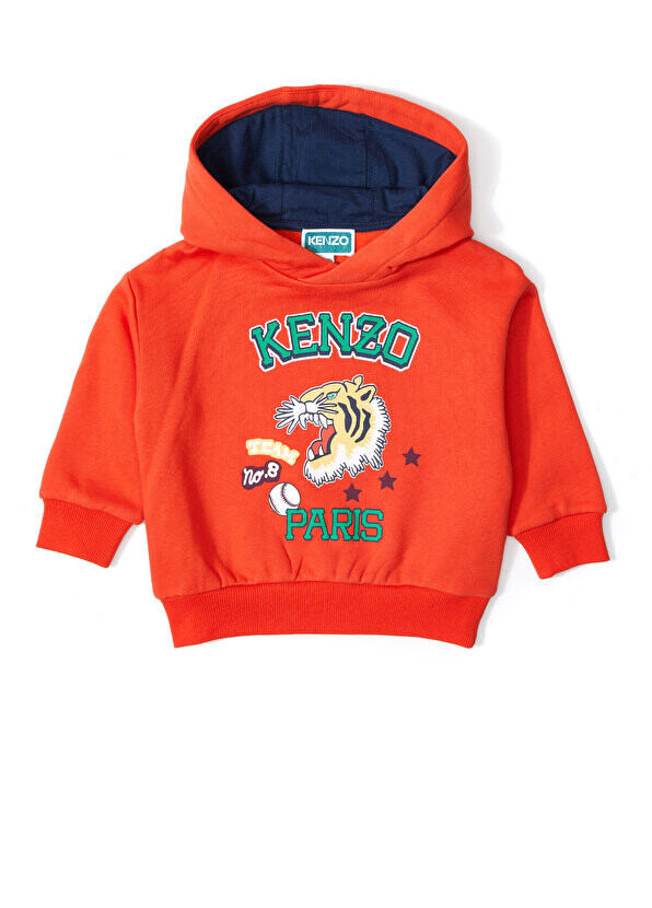 

Оранжевая толстовка для мальчика с капюшоном Kenzo
