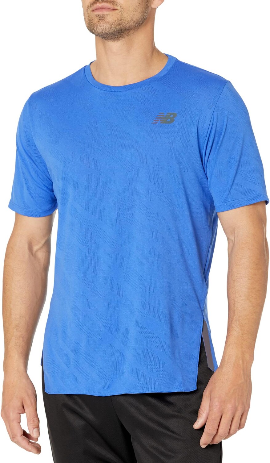 

Жаккардовый ремень Q Speed ​​с короткими рукавами New Balance, цвет Marine Blue