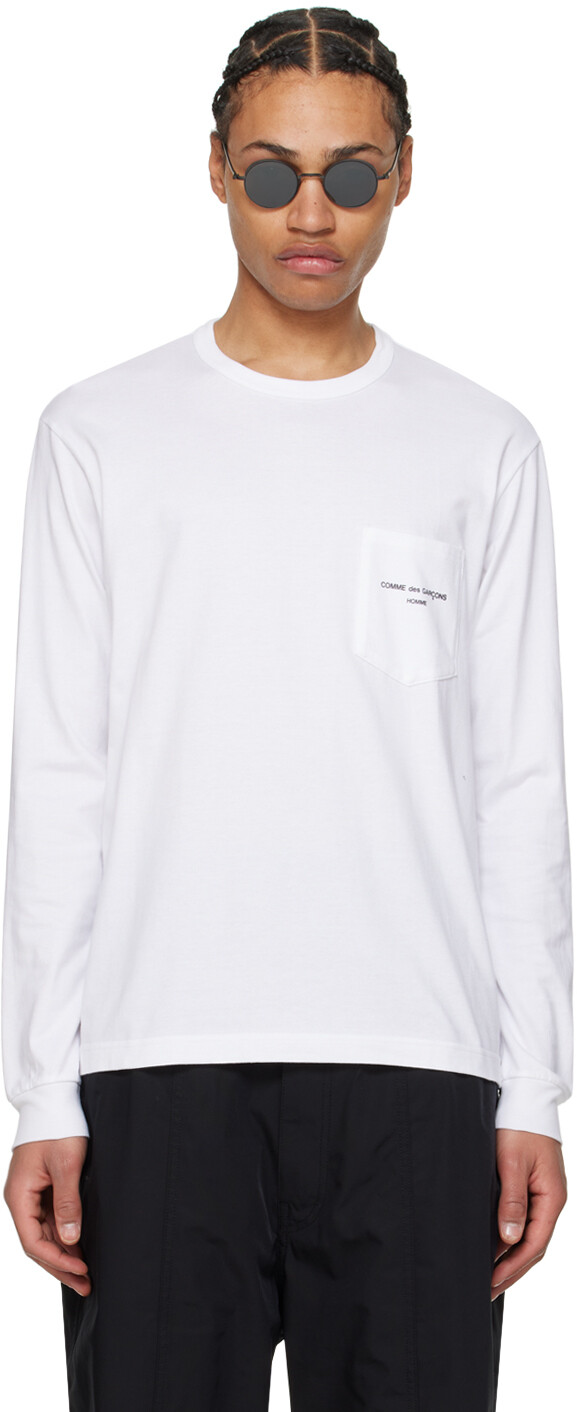 

Белая футболка с длинным рукавом с накладными карманами Comme Des Garcons
