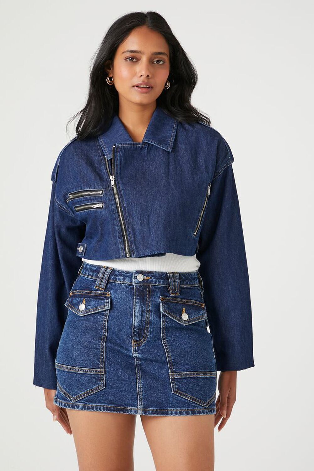 

Джинсовая мини-юбка карго Forever 21, деним