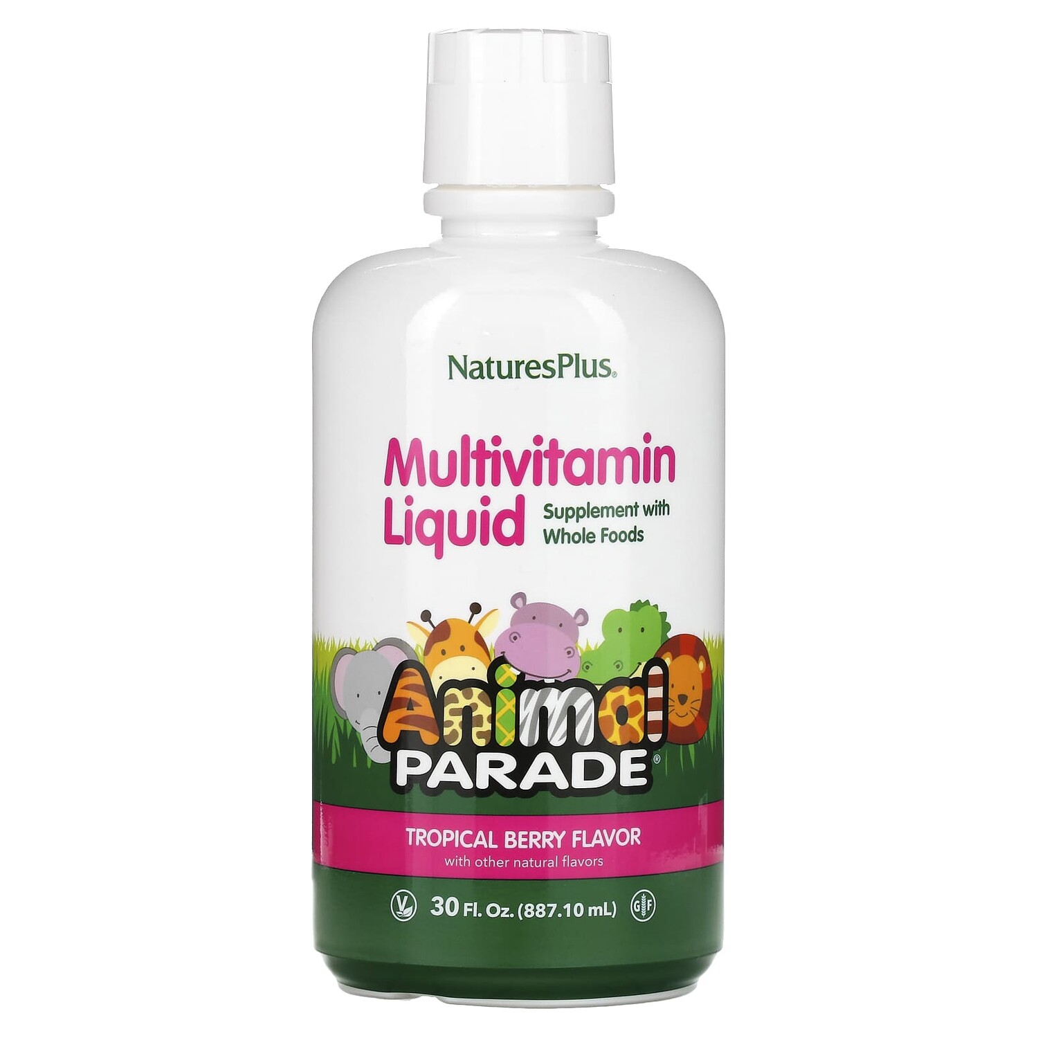 

Animal Parade, мультивитамины для детей в жидкой форме, вкус тропических ягод, 887,1 мл (30 жидк. унций), NaturesPlus