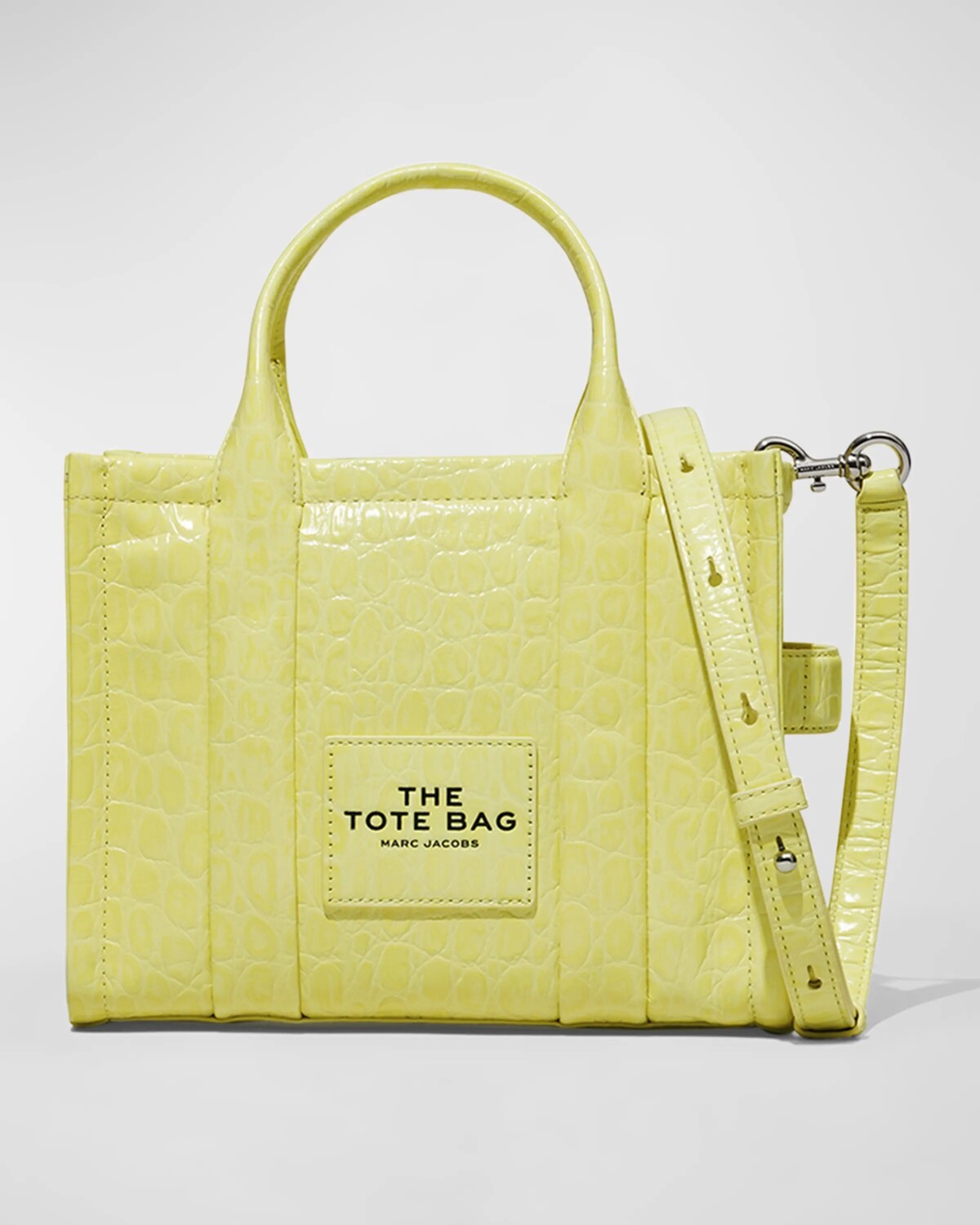 

Маленькая сумка-тоут с тиснением под крокодила Marc Jacobs, цвет Tender Yellow