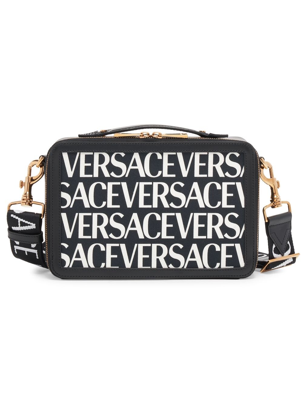 

Холщовая сумка-мессенджер с принтом логотипа Versace, черный