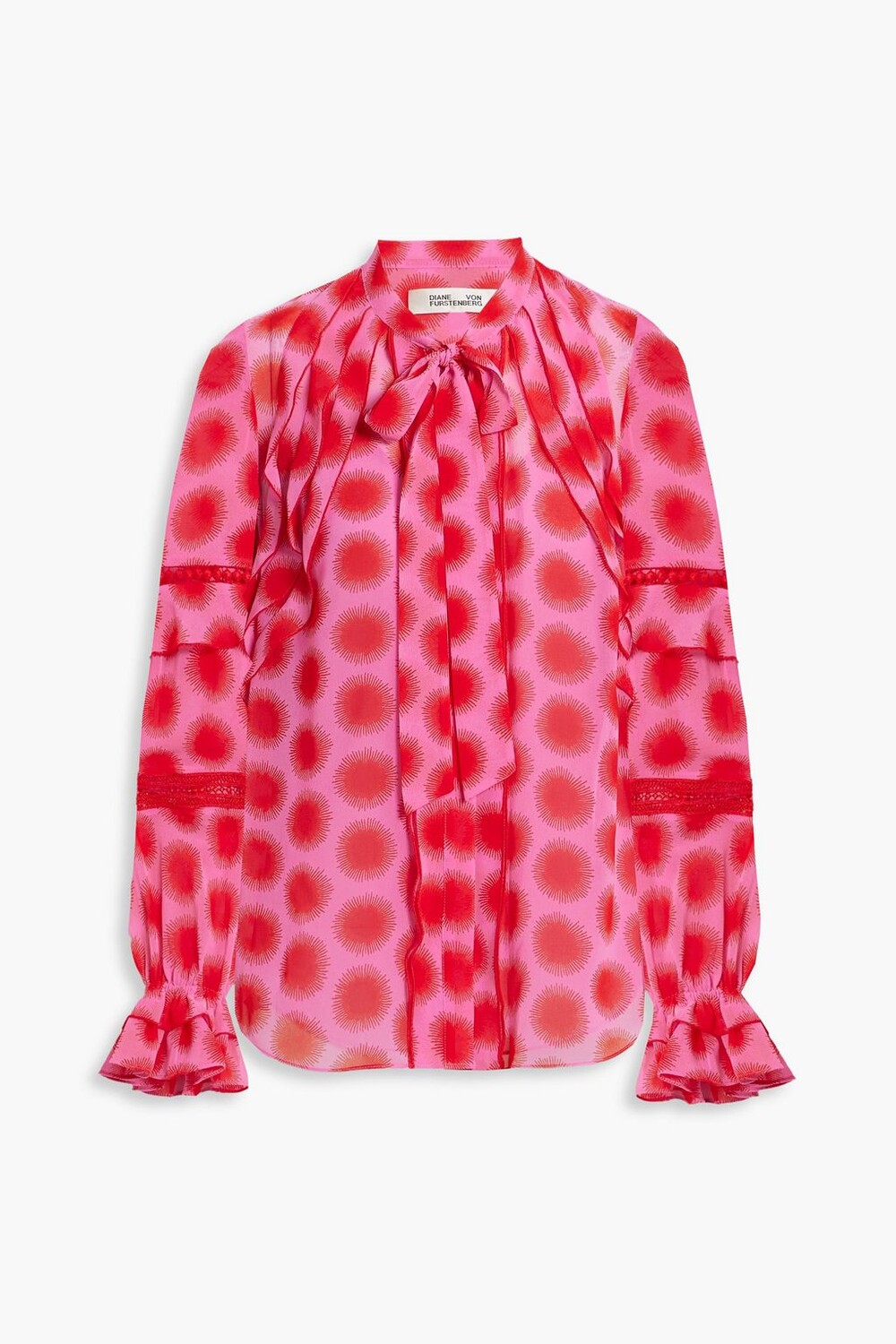 

Шифоновая блузка Arlington с принтом и оборками DIANE VON FURSTENBERG, розовый