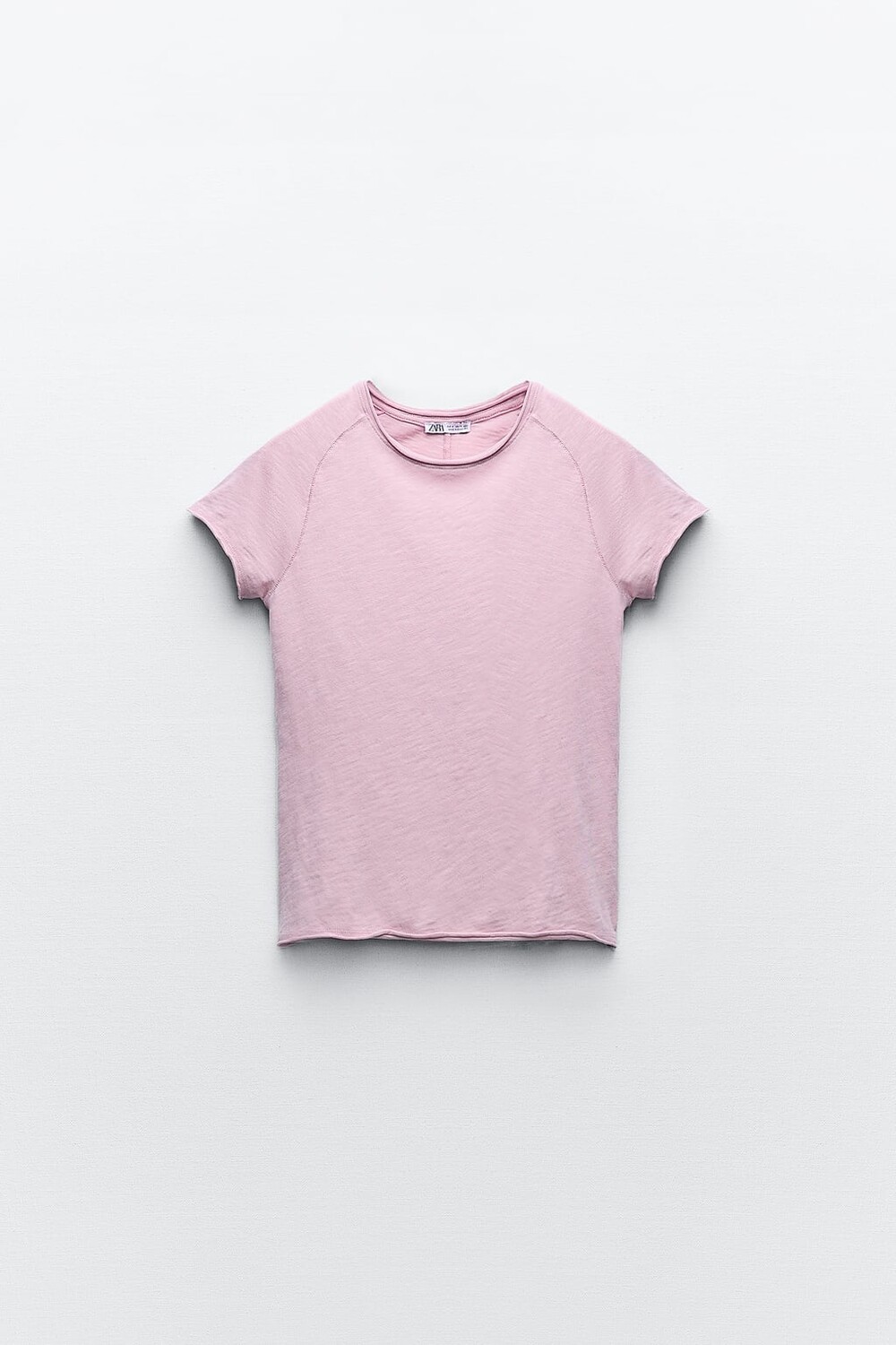 

Хлопковая футболка с деталями по швам ZARA, фиолетовый