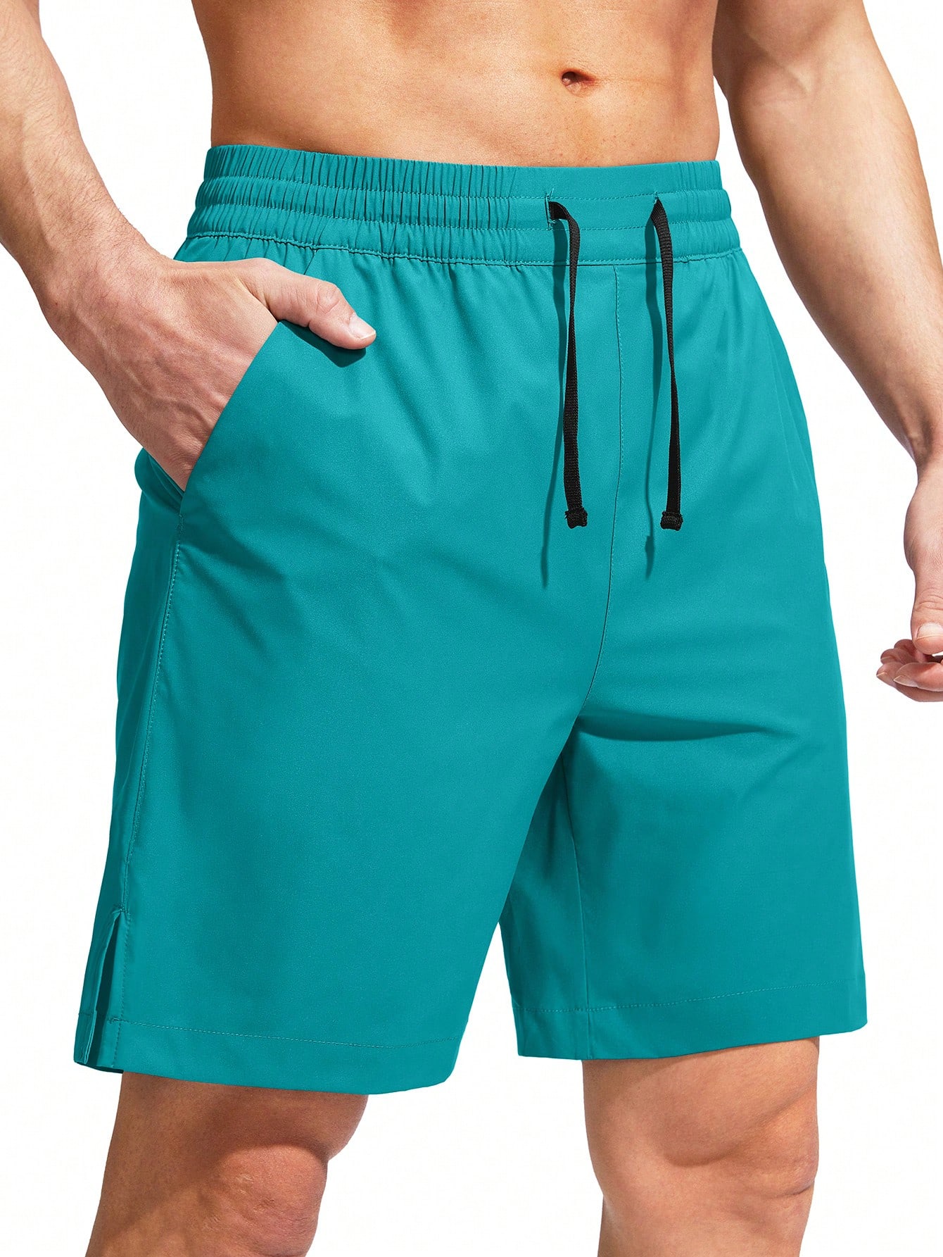 G Gradual G Gradual Мужские плавки Быстросохнущий купальный костюм Пляжные шорты для мужчин с карманами на молнии и сетчатой ​​подкладкой Серые шорты, мятно-зеленый фото