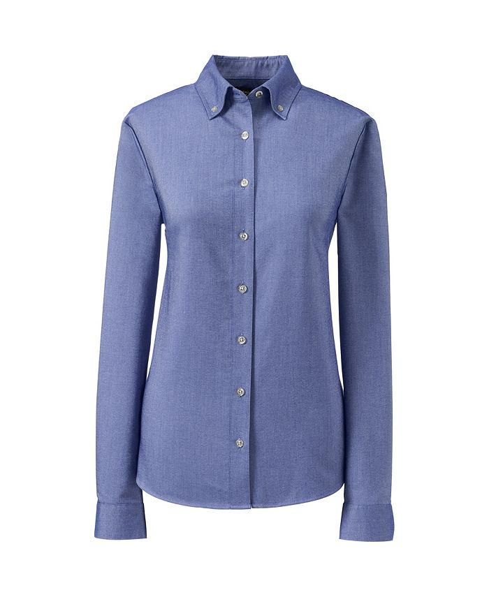 

Женская школьная форма Оксфордская классическая рубашка с длинными рукавами Lands' End, синий
