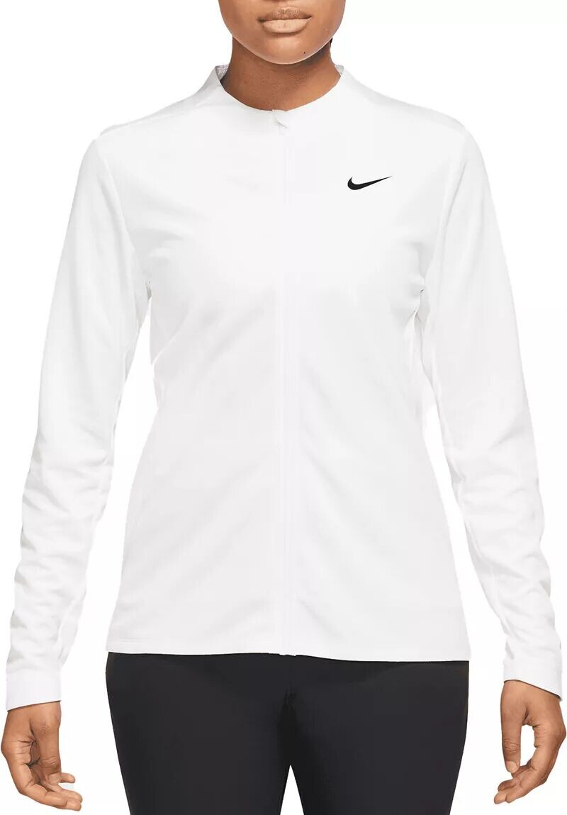 

Женская футболка для гольфа с молнией и полной молнией Nike Dri FIT UV Advantage, белый