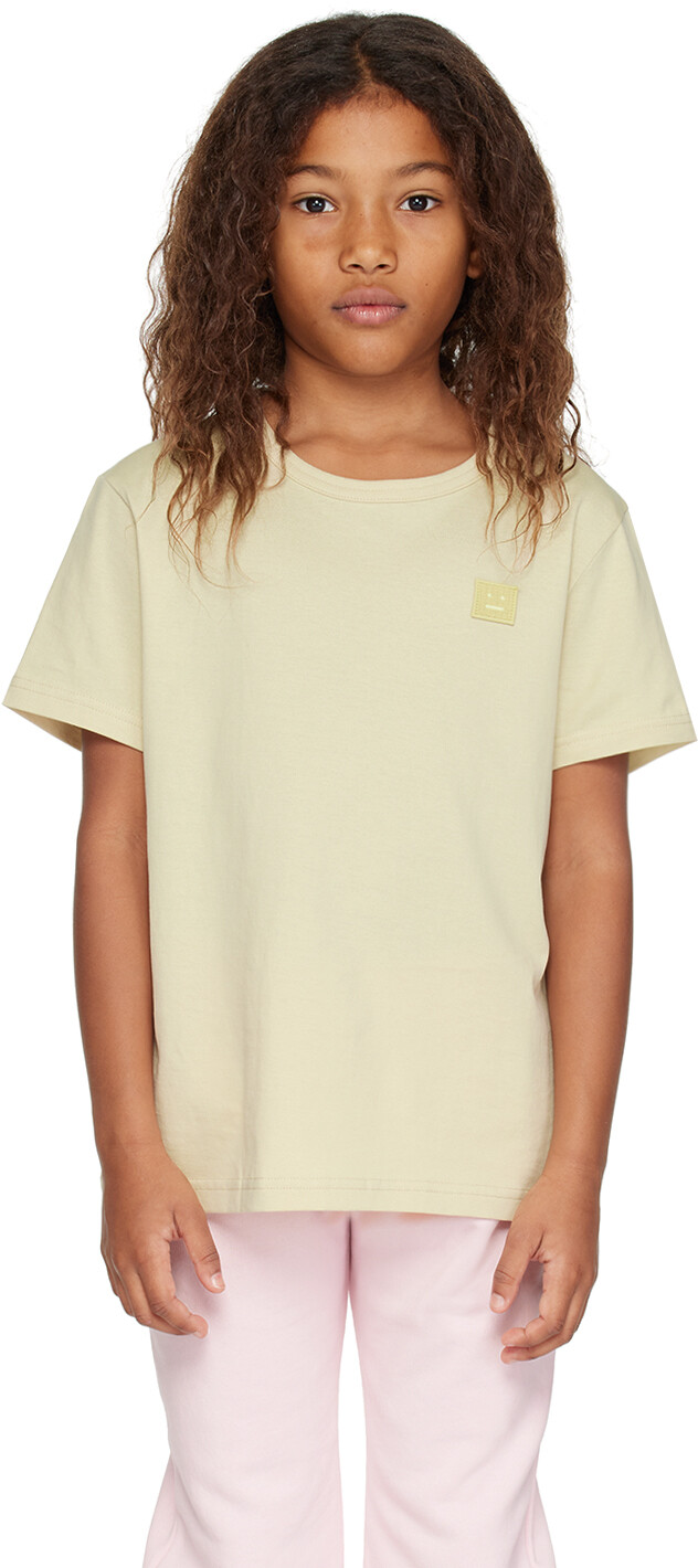 

Детская футболка с круглым вырезом Acne Studios, цвет Beige