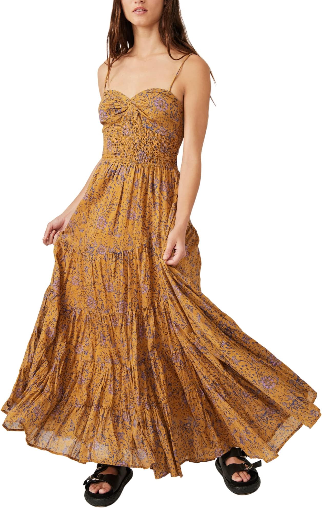 

Платье Sundrenched Printed Maxi Free People, цвет Dusty Olive Combo