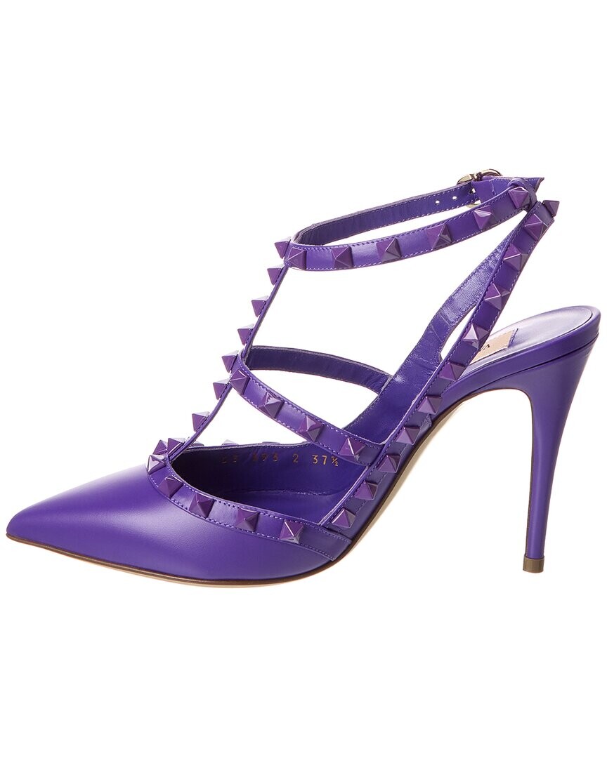 

Кожаные туфли Valentino Rockstud Caged 100, фиолетовый