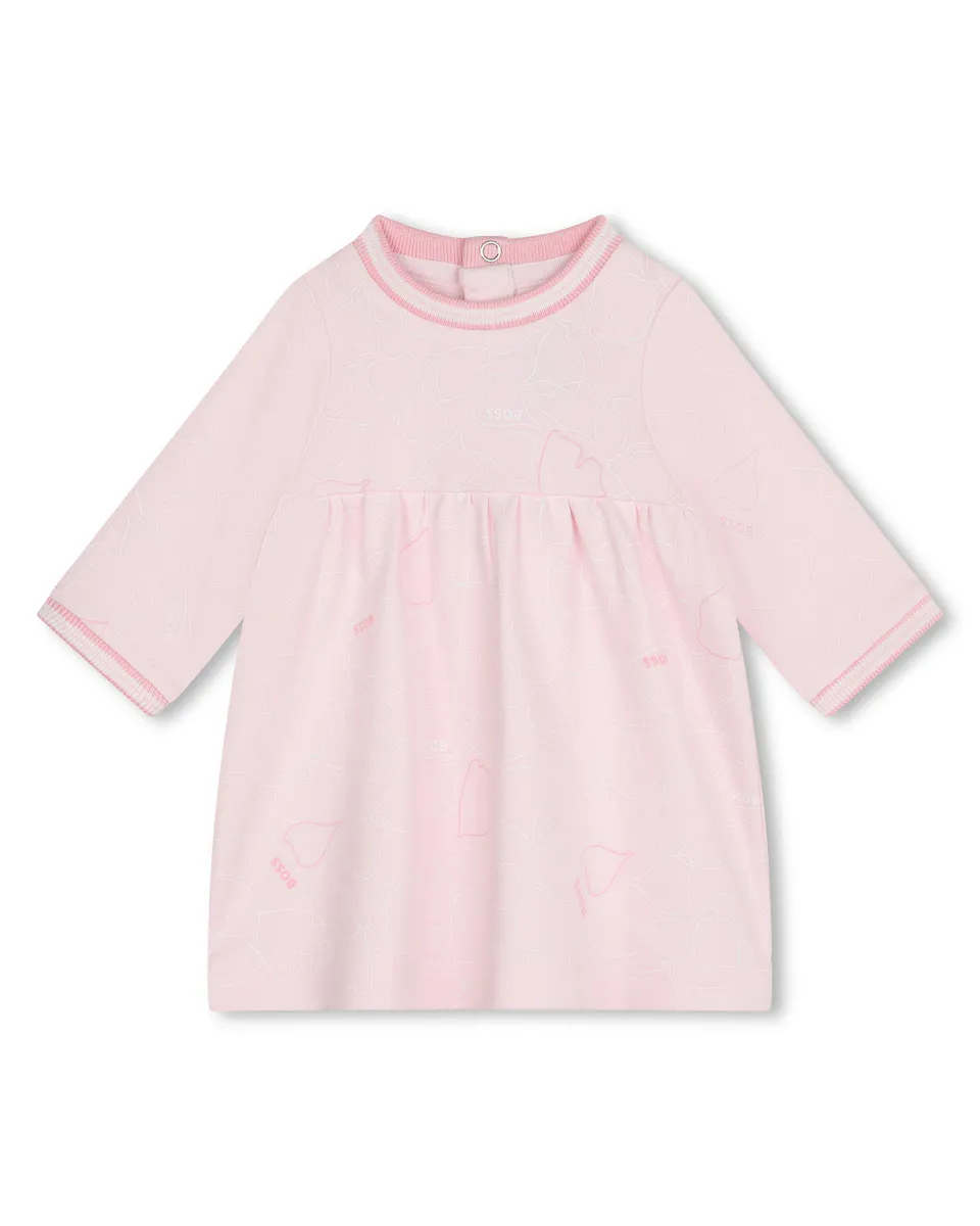 

Платье для девочки из розового хлопка BOSS Kidswear