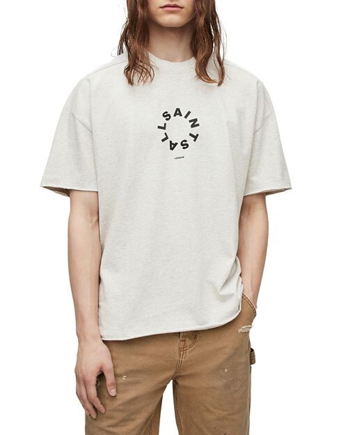 

Объемная футболка Kayden с круглым вырезом и логотипом ALLSAINTS, цвет Gray