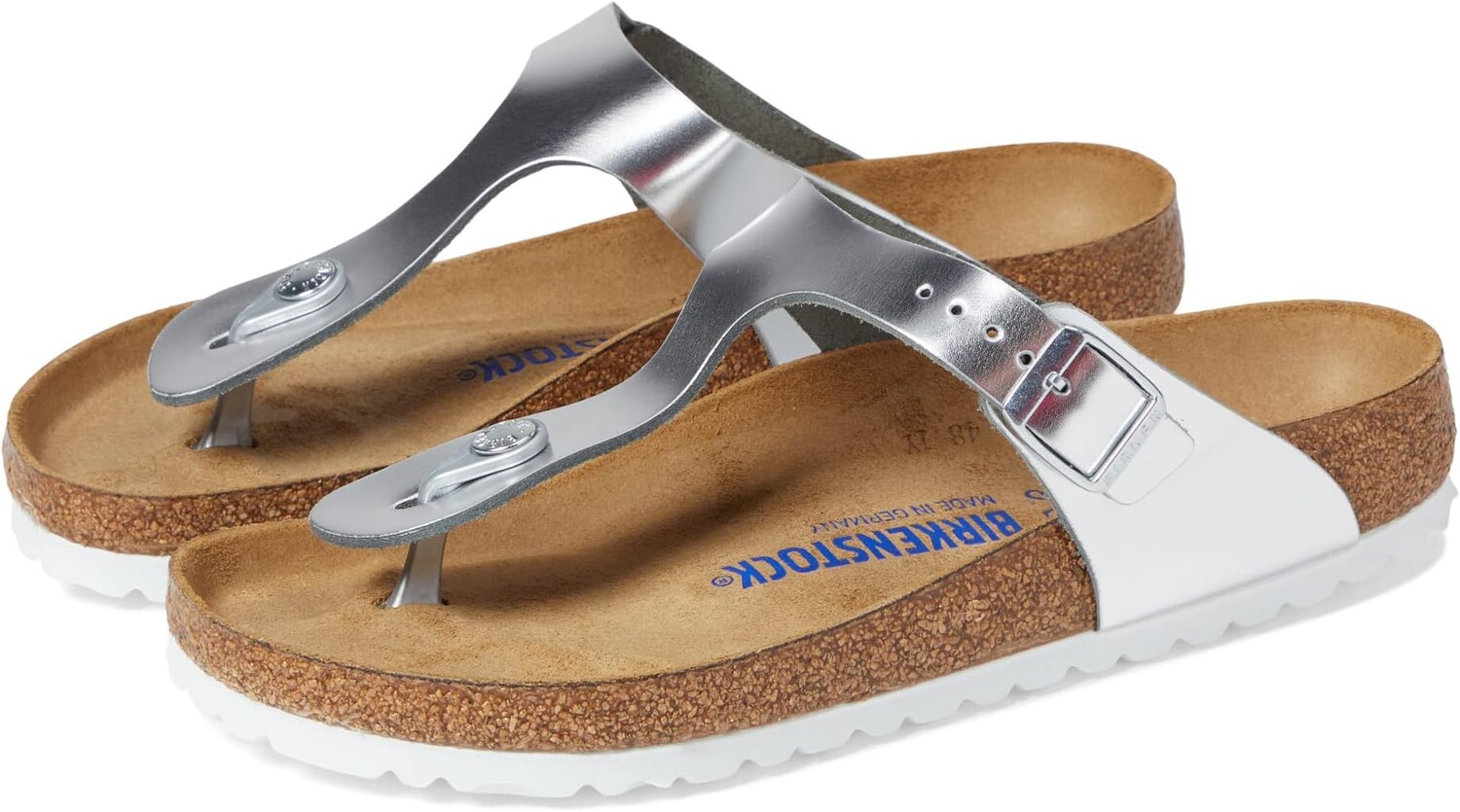 

Шлепанцы Gizeh Soft Footbed - Metallic Leather Birkenstock, цвет Metallic Silver Leather