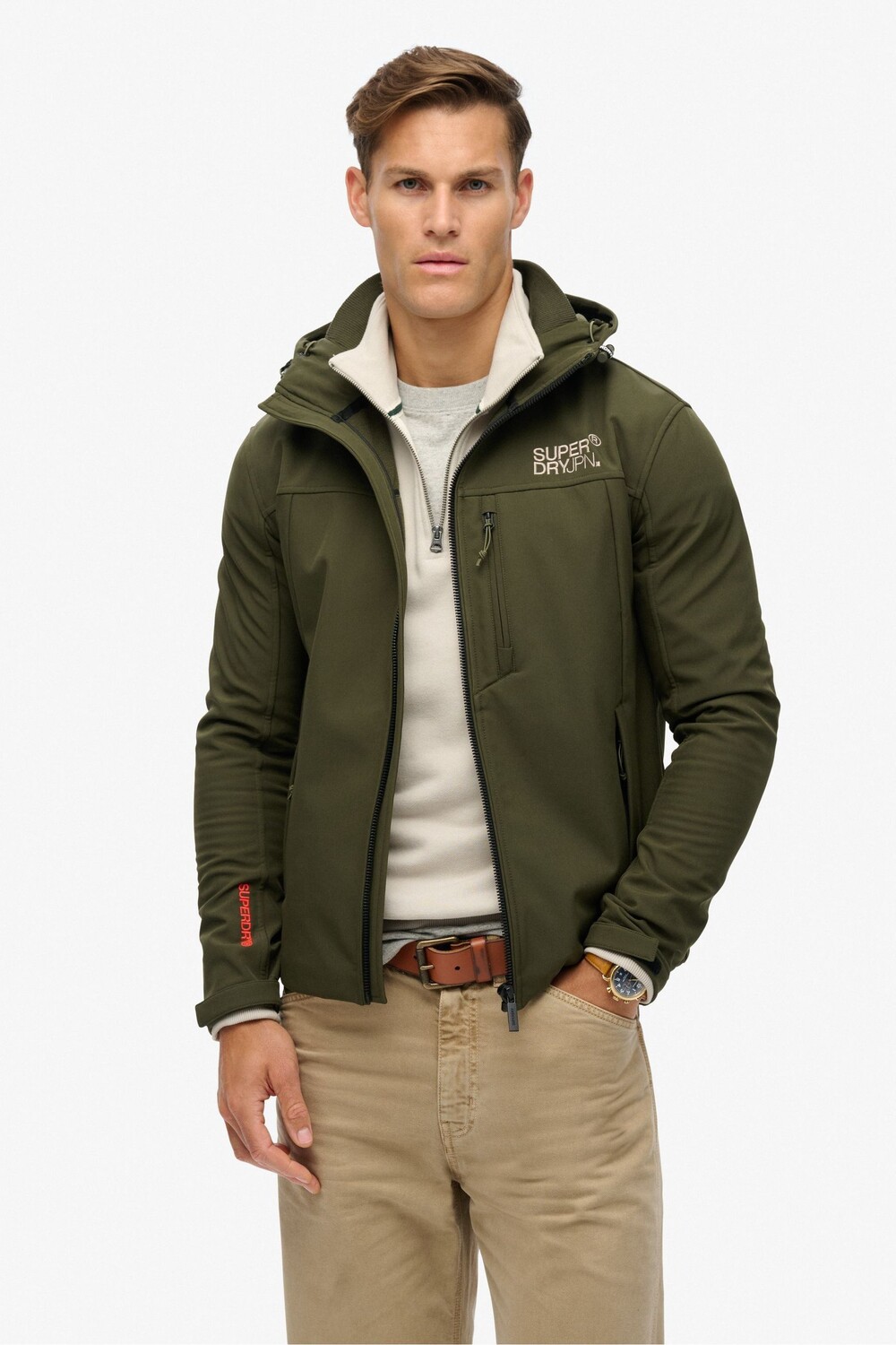 

Куртка треккер софтшелл с капюшоном Superdry, хаки