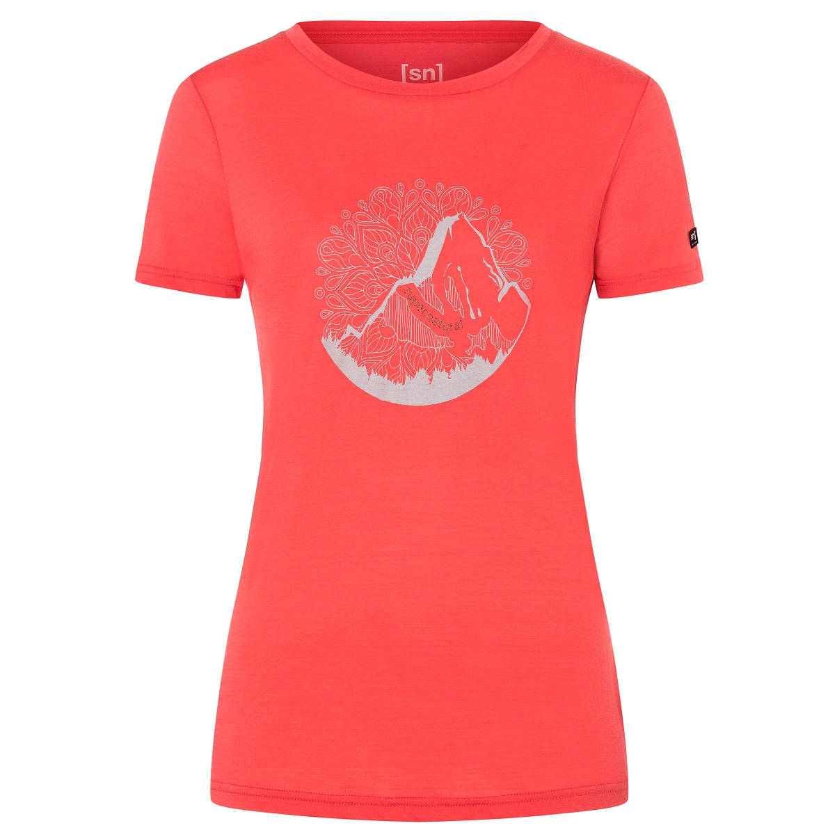 Рубашка из мериноса Super Natural Women's Mountain Mandala Tree Tee, цвет Chrysanth/Feather Grey/Copper