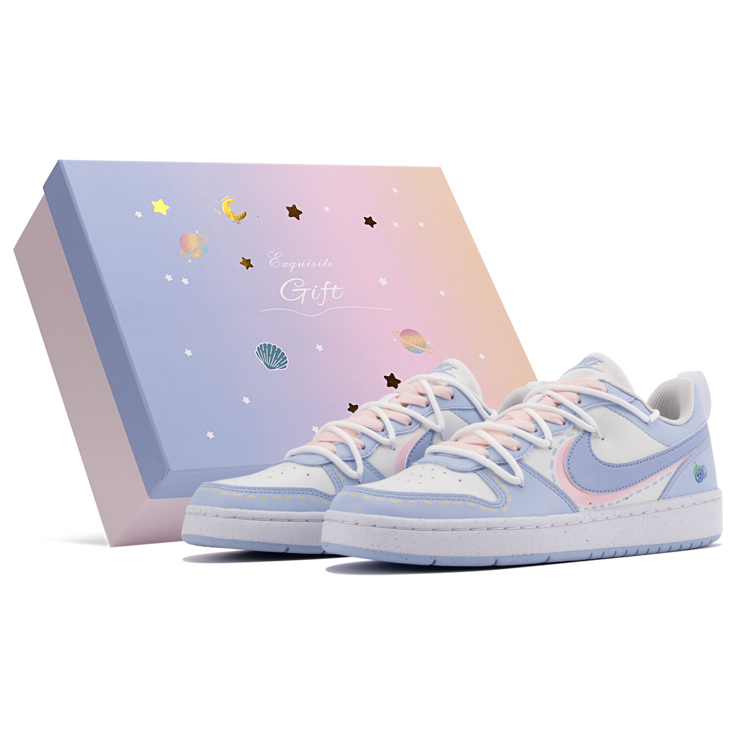 

Кроссовки Nike Court Borough Skateboarding Shoes Women's Low-top Blue/white, синий/белый