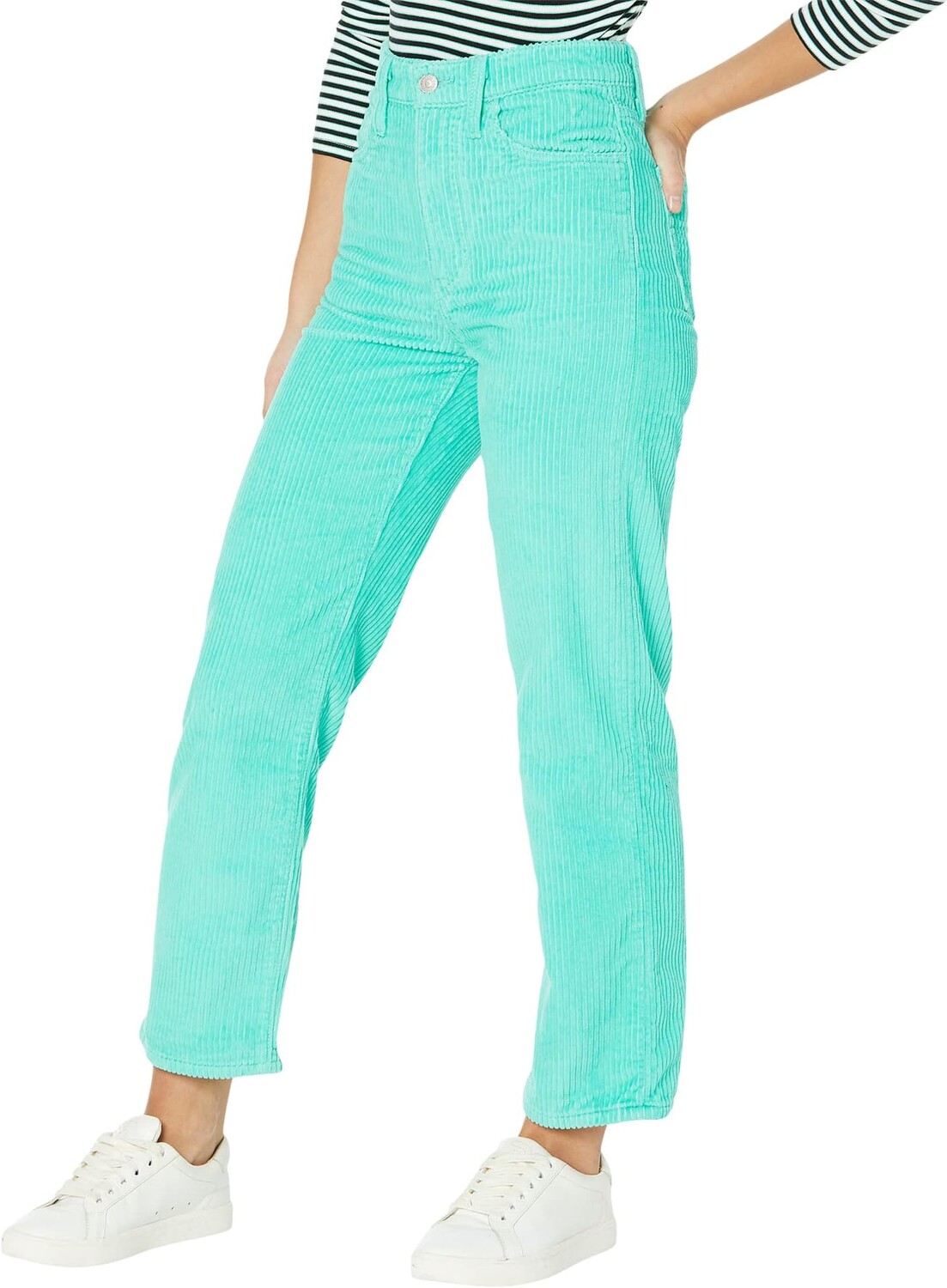

Джинсы Levi's Premium Ribcage Straight Ankle, цвет Electric Green Corduroy