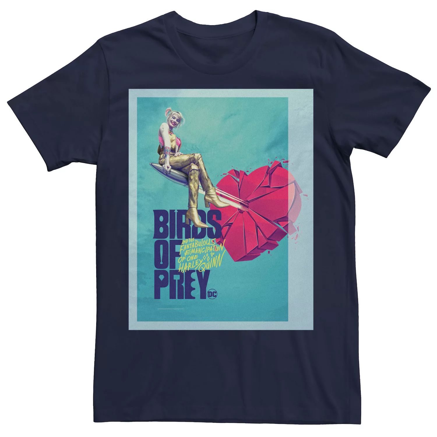 Мужская футболка с плакатом Birds Of Prey Harley Heart Broken DC Comics мужская майка с логотипом dc comics birds of prey word stack