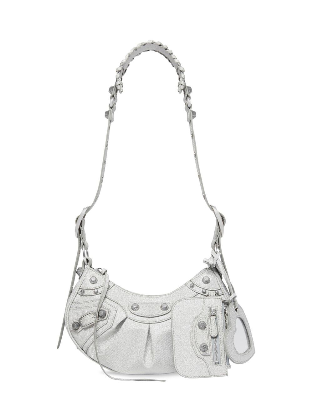 

Сумка Le Cagole XS из блестящей ткани Balenciaga, серебряный