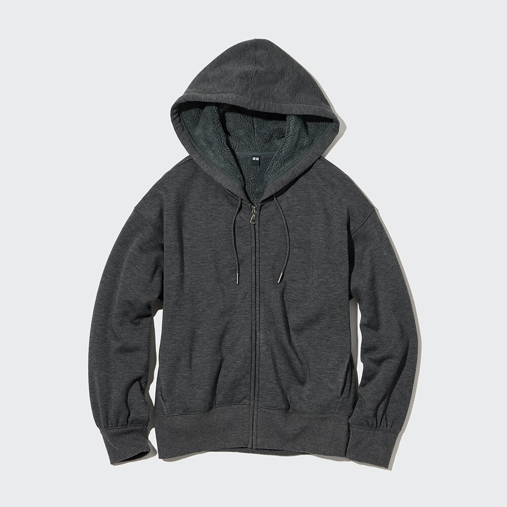 

Куртка Uniqlo Heattech спортивная на молнии с капюшоном, темно-серый