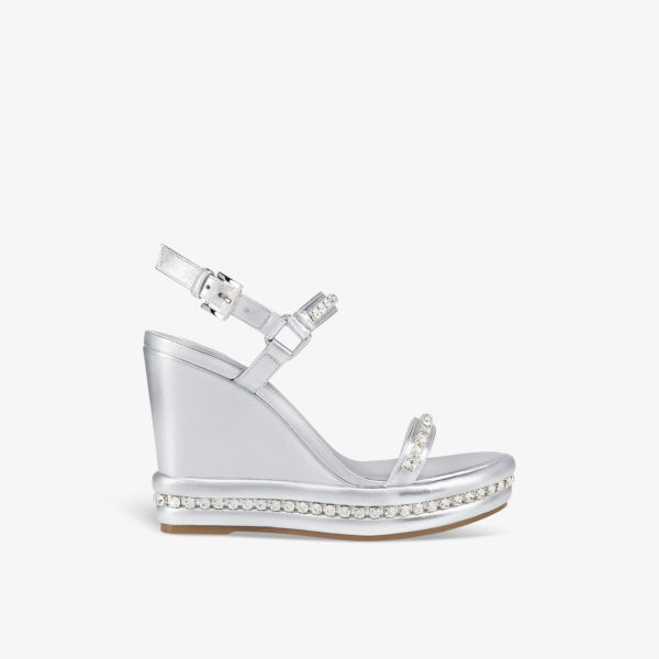 

Босоножки на каблуке из кожи пирастраса Christian Louboutin, серебряный
