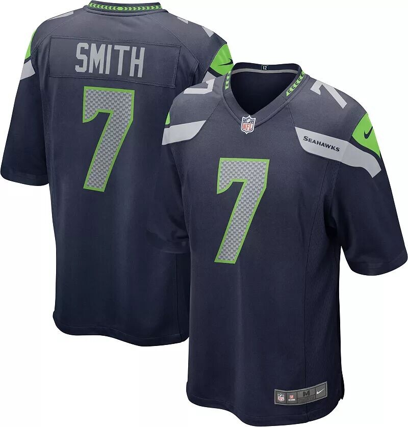 

Мужское джерси Nike Seattle Seahawks Geno Smith #7 темно-синего игрового цвета