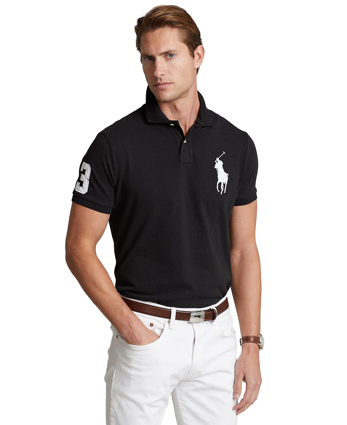 Мужская сетчатая футболка-поло приталенного кроя Big Pony на заказ Polo Ralph Lauren