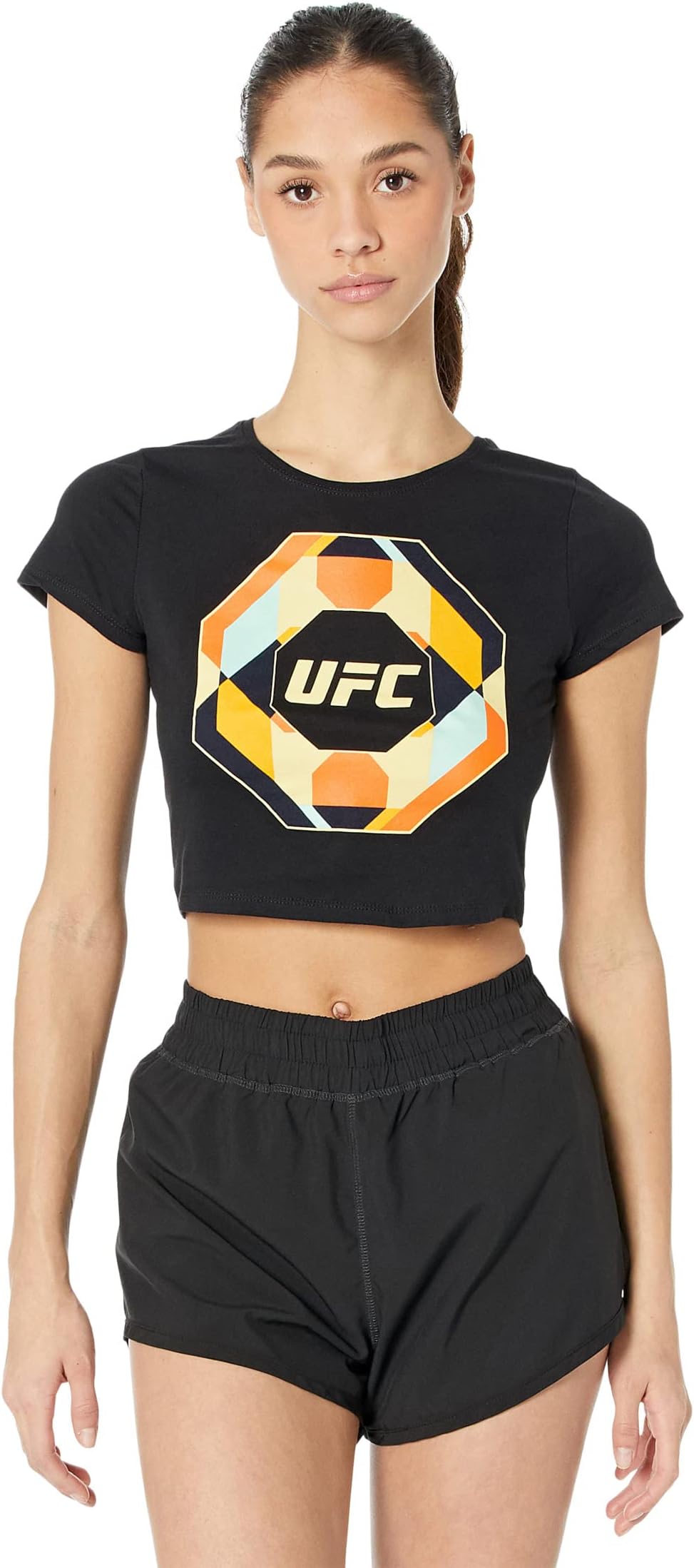 Оптическая укороченная футболка UFC, черный