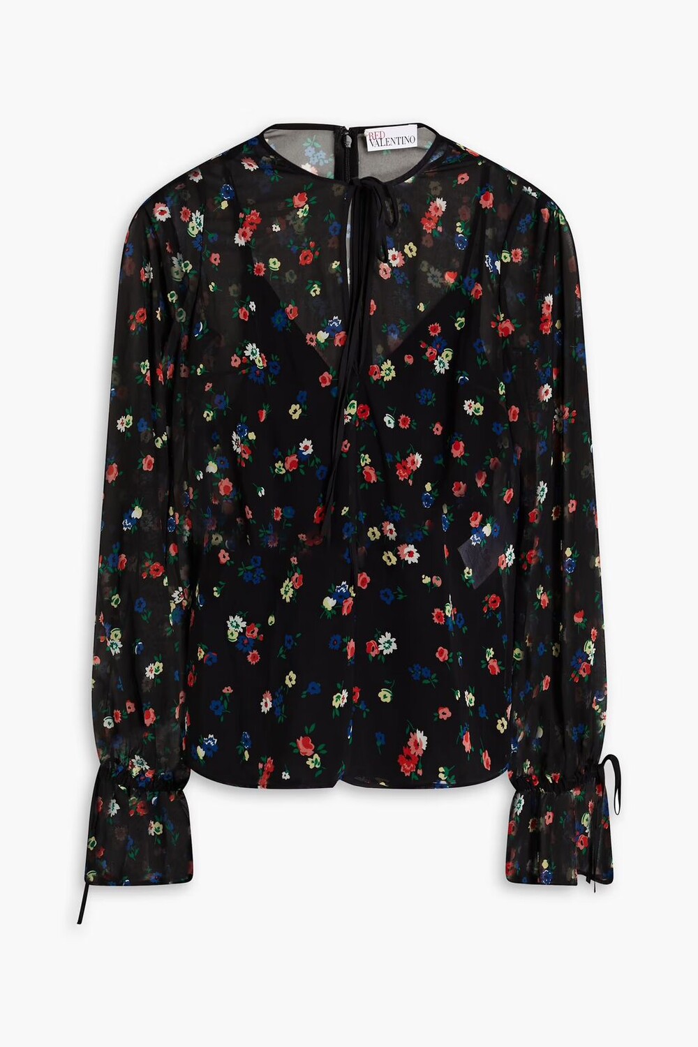 

Блузка из жоржета с цветочным принтом Redvalentino, черный