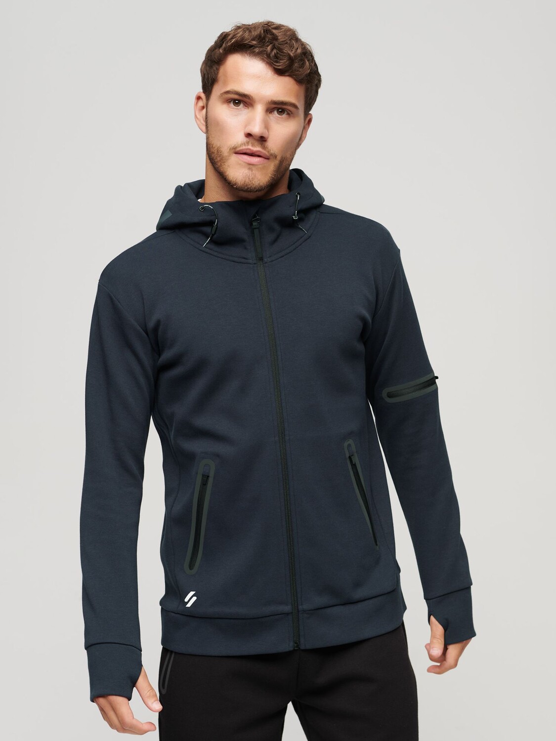 

Толстовка Gymtech на молнии Superdry, затмение темно-синий