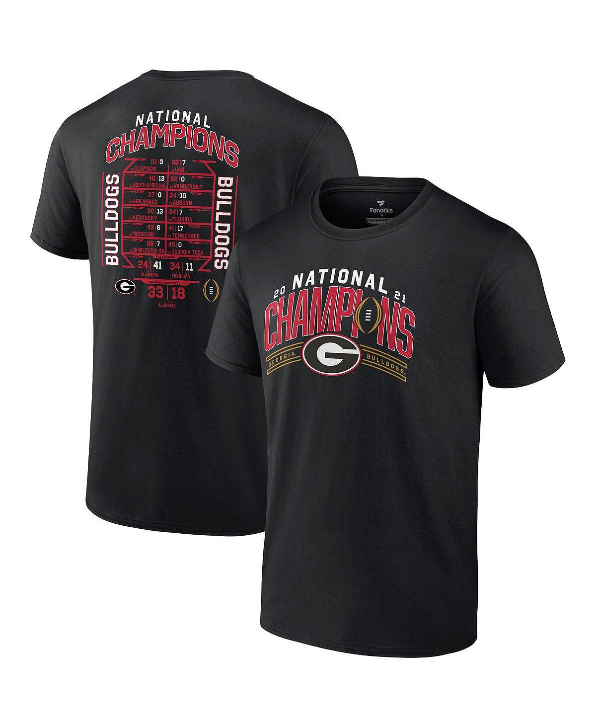Мужская черная футболка с логотипом Georgia Bulldogs College Football Playoff National Champions Schedule 2021 Fanatics
