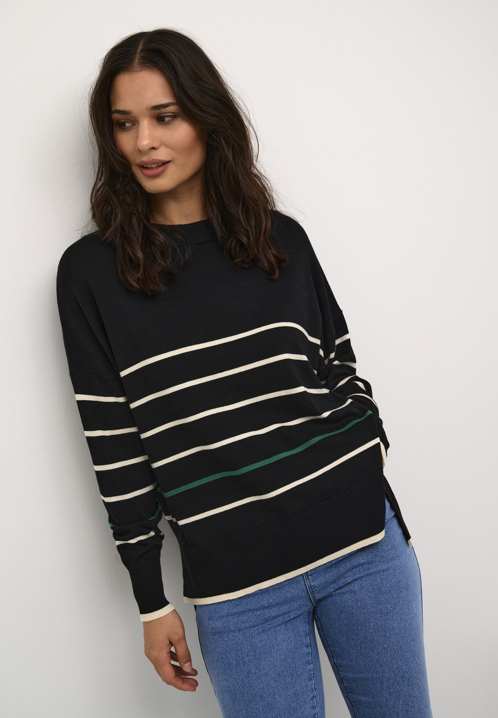 Вязаный свитер BPALOMA STRIPE Kaffe, цвет black white green stripe