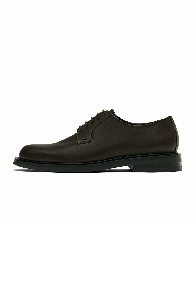 Деловые туфли на шнуровке DERBY Massimo Dutti, цвет brown