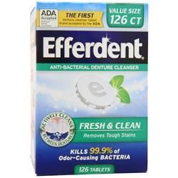 Efferdent Антибактериальное средство для чистки зубных протезов Fresh & Clean 126 таблеток антибактериальное средство для чистки кондиционеров clean point 600ml ср а16