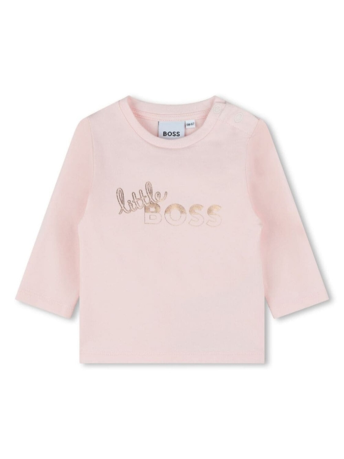 

Футболка с длинными рукавами и надписью BOSS Kidswear, розовый