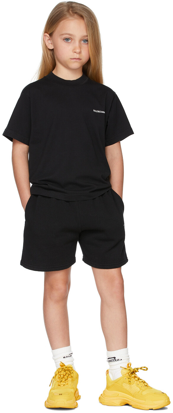 

Детские черные спортивные шорты с логотипом Balenciaga Kids