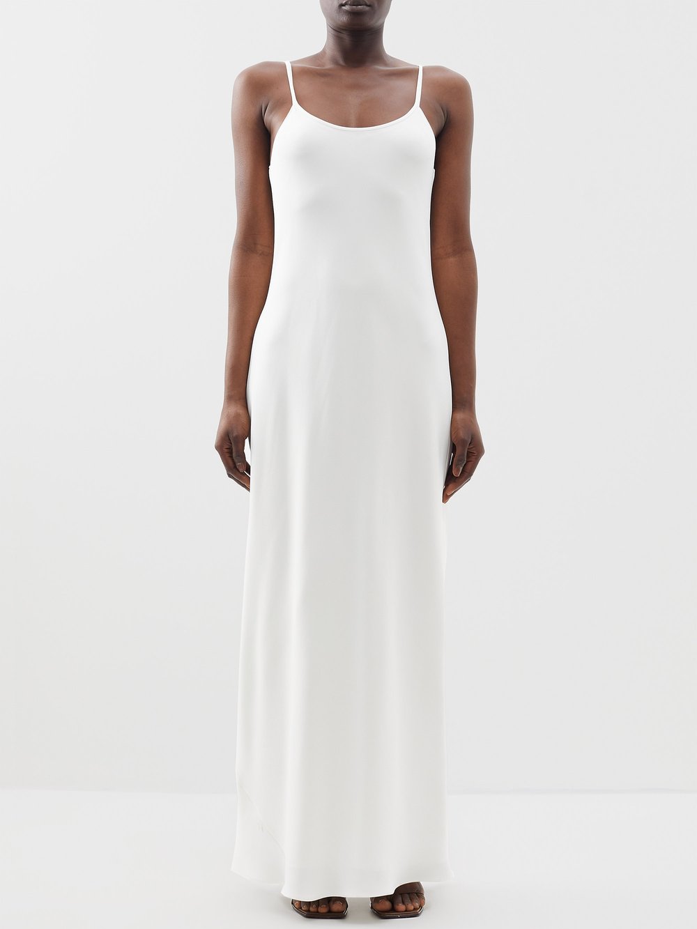 Платье-комбинация bantelle из шелкового кади с открытой спиной The Row, белый