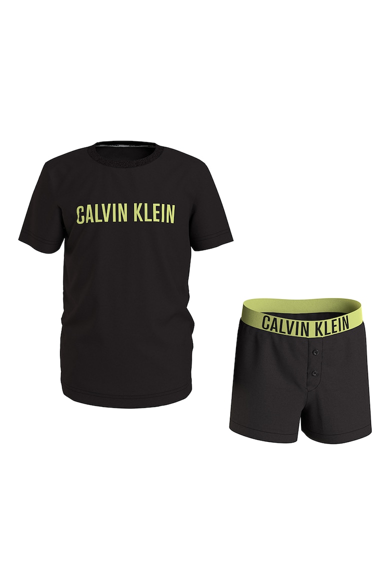 Пижамы из органического хлопка с логотипом Calvin Klein, черный