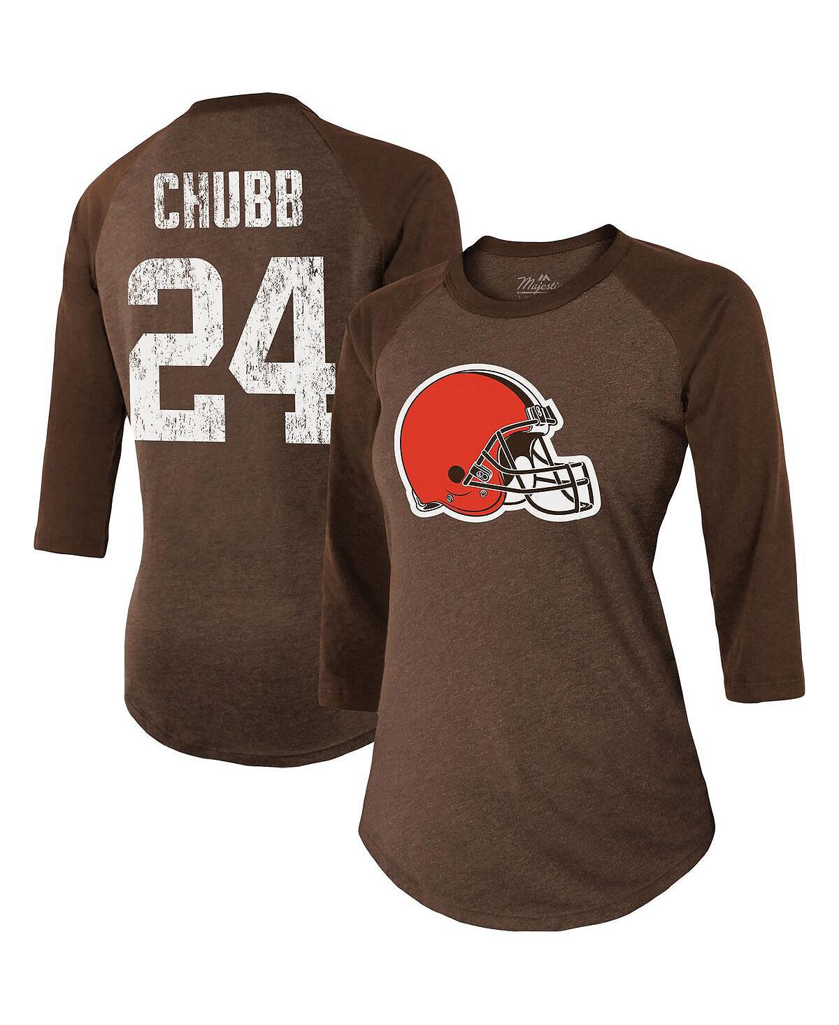 

Женские нитки Nick Chubb Brown Cleveland Browns Имя и номер игрока Футболка реглан Tri-Blend с рукавами 3/4 Majestic, коричневый