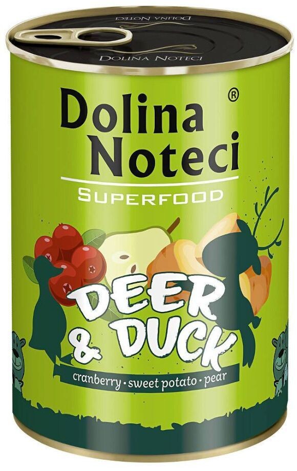 

Влажный корм для собак Dolina Noteci Superfood Jeleń i Kaczka, 400 гр