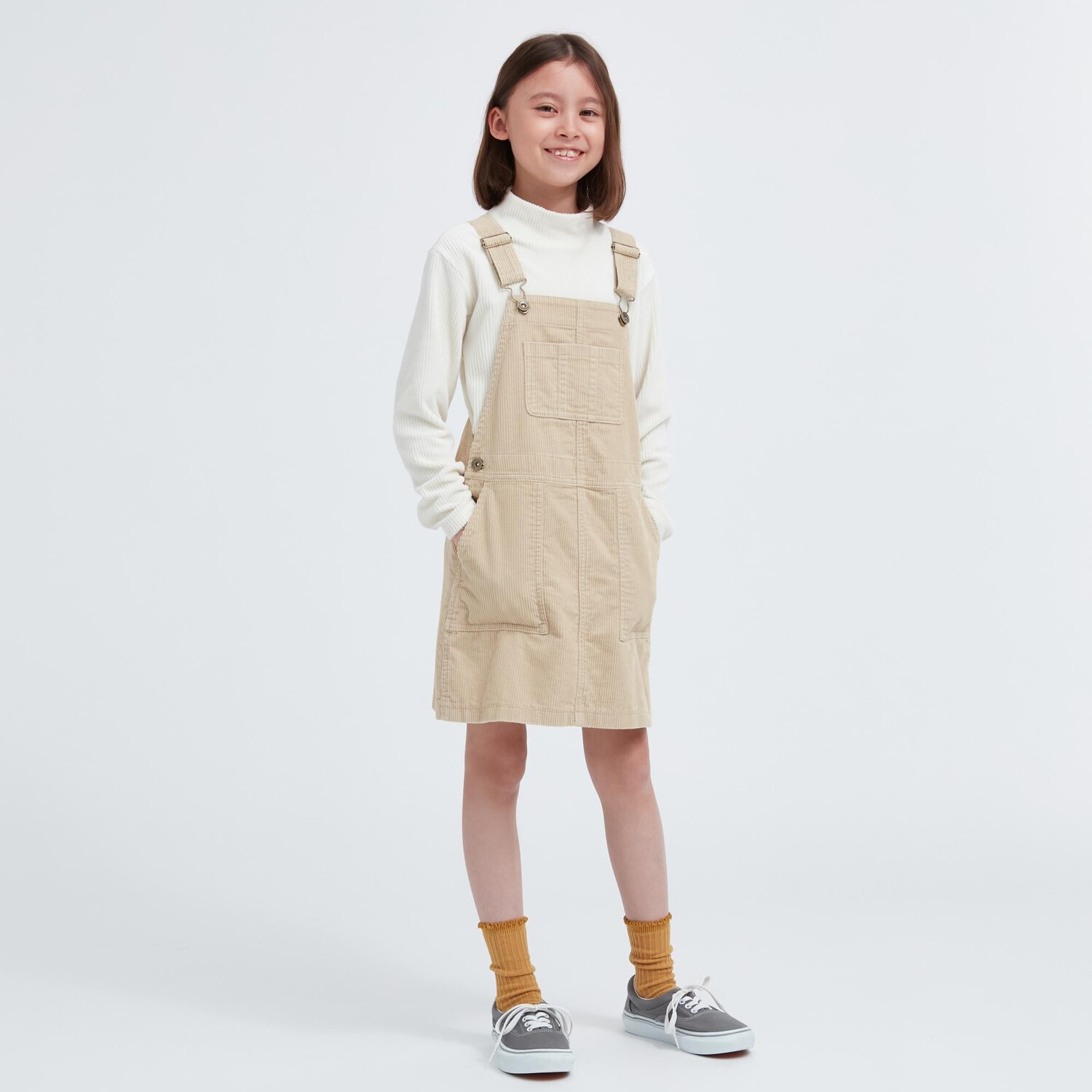 

Вельветовый комбенизон с юбкой Girls Uniqlo, бежевый