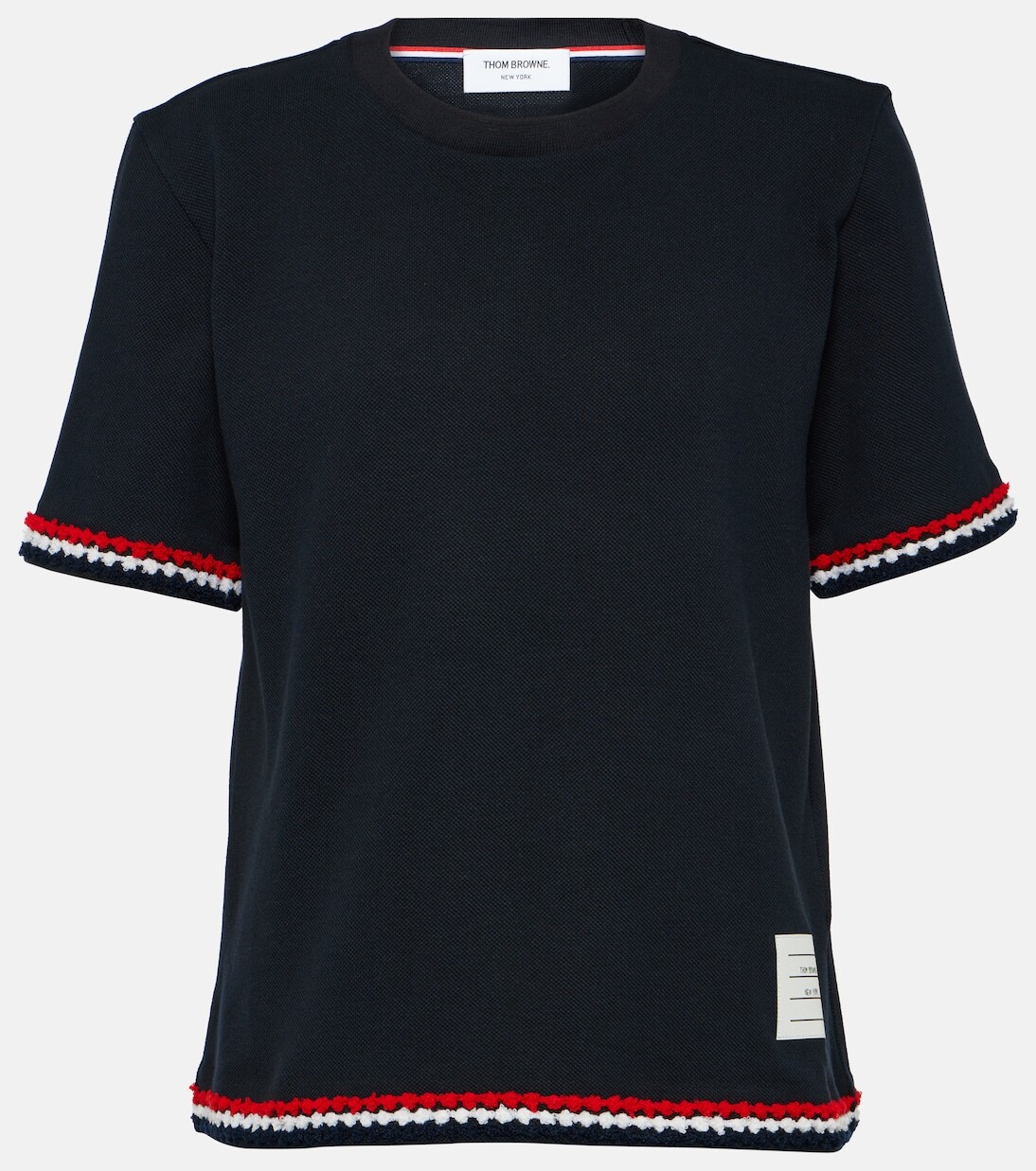 

Хлопковая футболка с вышивкой Thom Browne, синий
