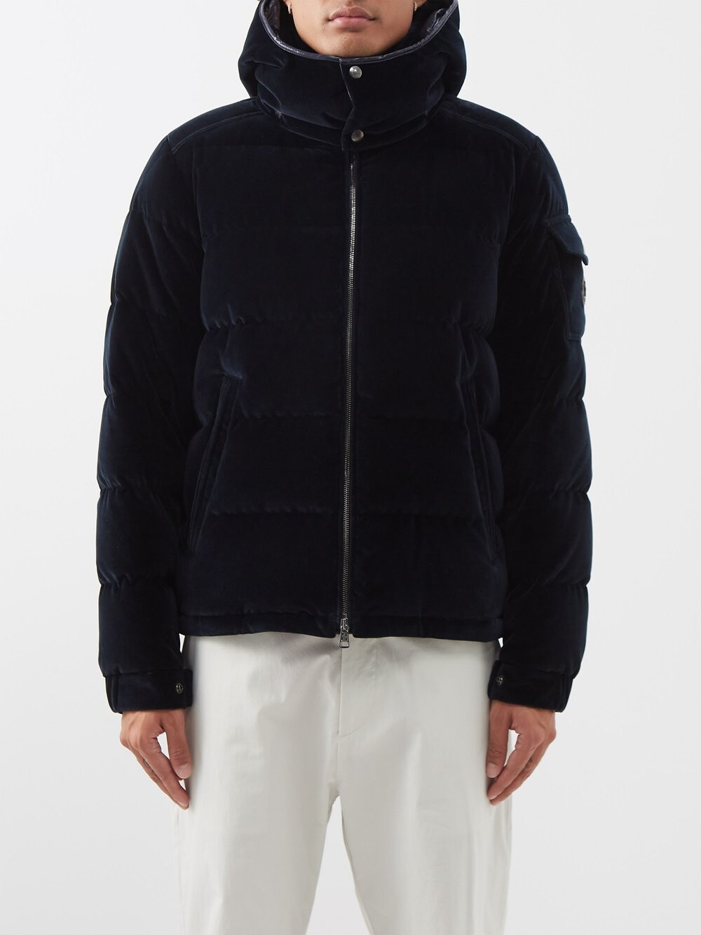 

Armorique бархатный пуховик с капюшоном Moncler, синий