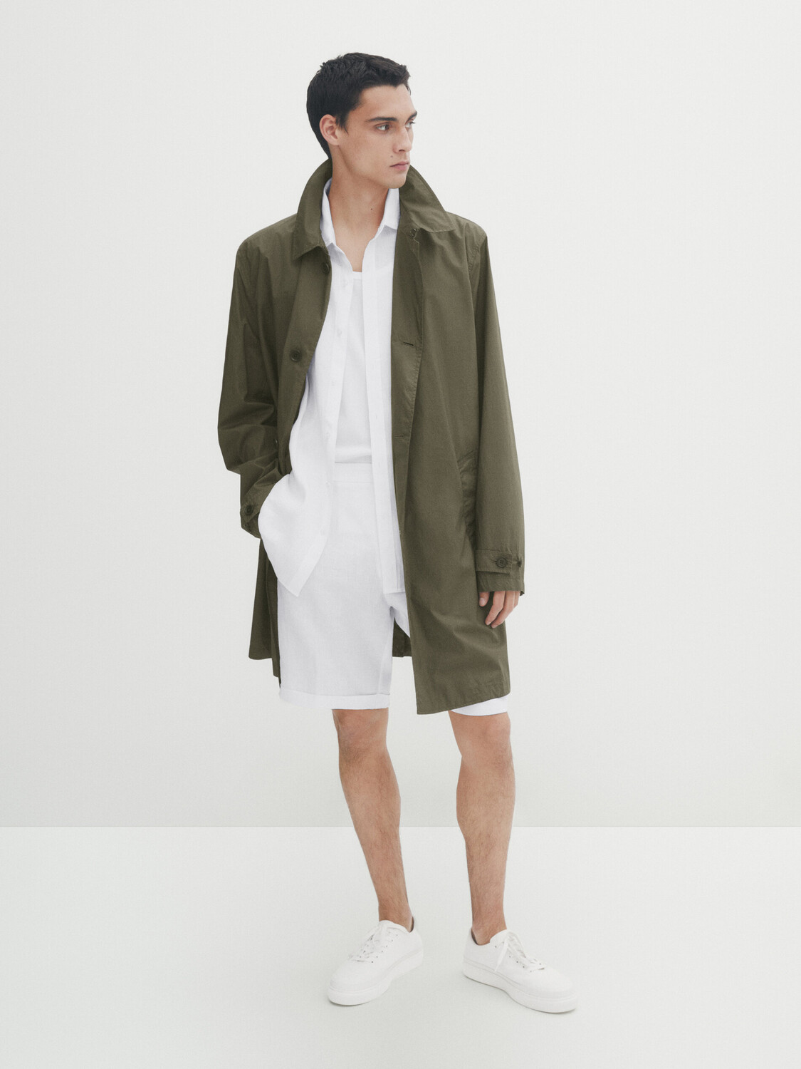 

Шорты бермуды из 100% льна Massimo Dutti, белый