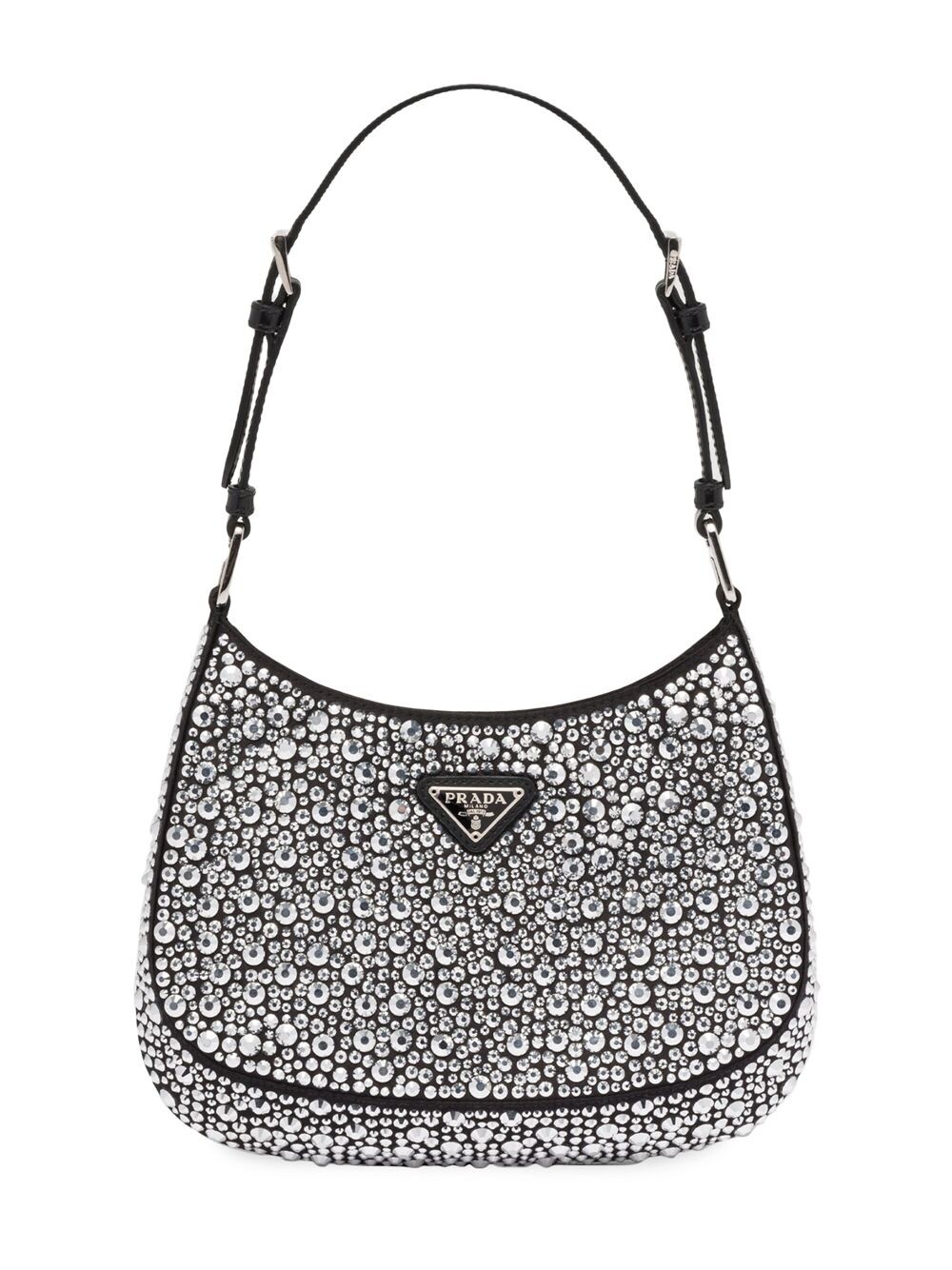 Атласная сумка Cleo с кристаллами Prada, серебряный