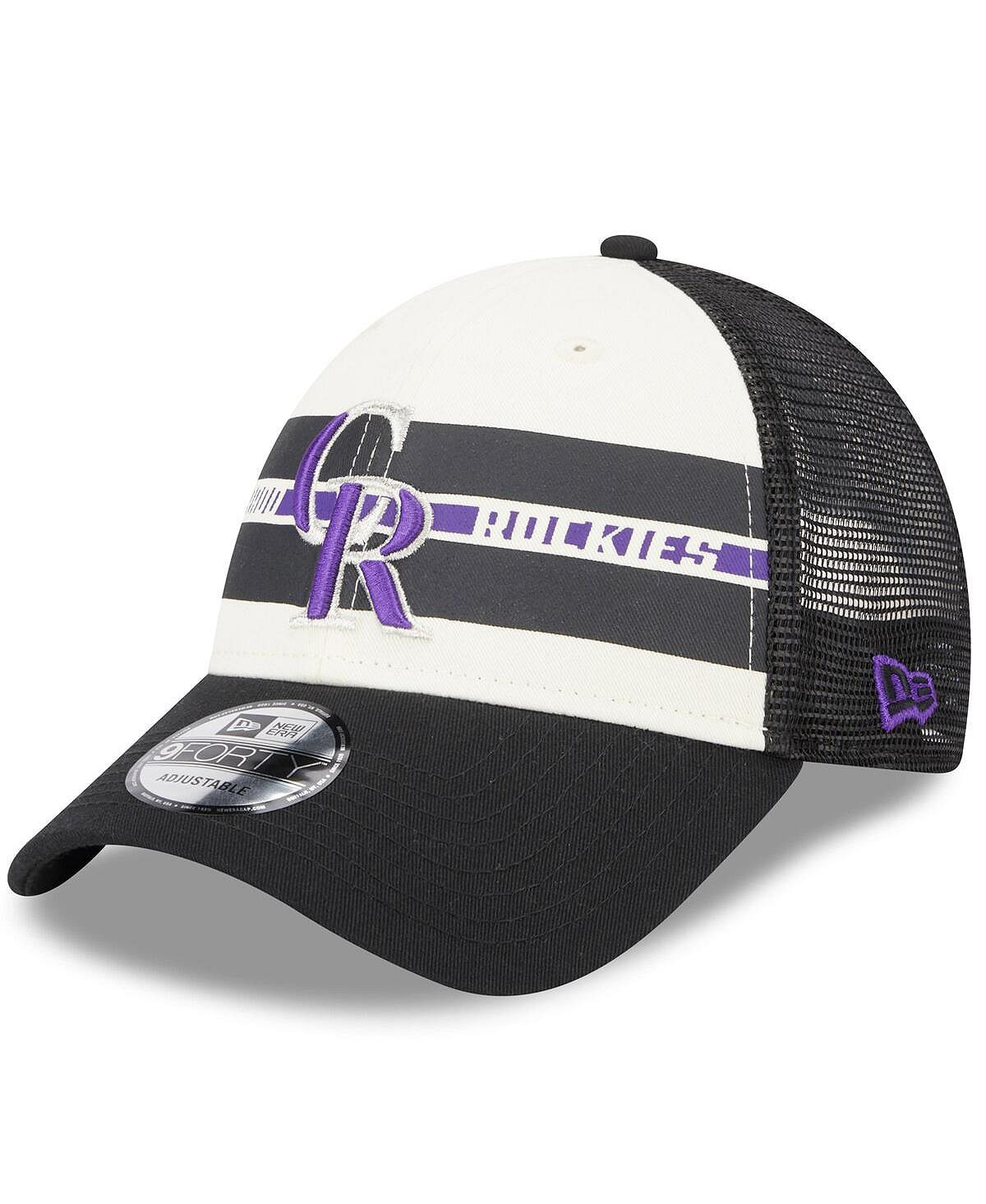 

Мужская бело-черная кепка Colorado Rockies Team Stripe Trucker 9FORTY Snapback New Era